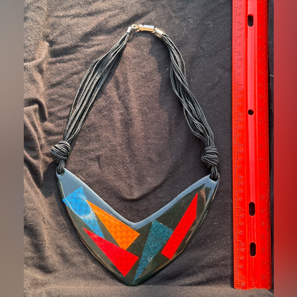 Multicolor Geometric Statement Necklace - image 1